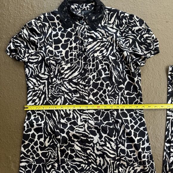 Bisou Bisou Shirt dress Size Large Black and Cream Geometric Short Lleeve - Picture 4 of 16